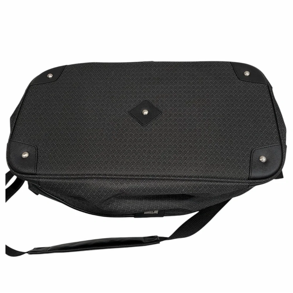 Hartmann Herringbone Luxe Duffel Black Carry-On Weekend Travel Bag